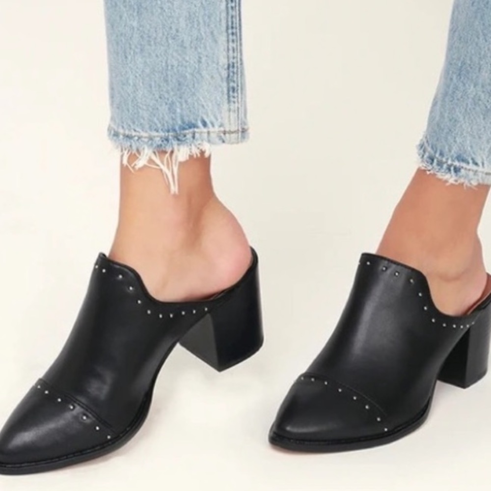 Report leather studded mules